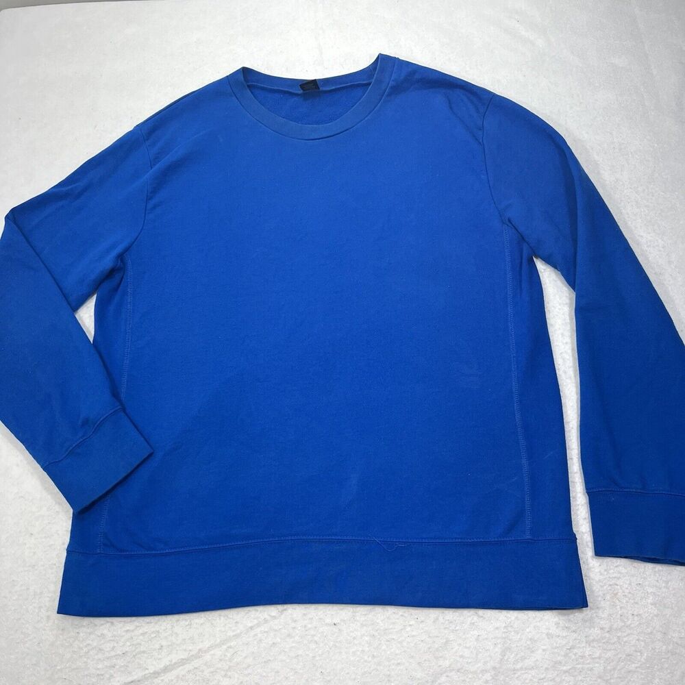 City Streets Men's Large Crewneck Pullover Fleece Lined Sweatshirt Solid Blue